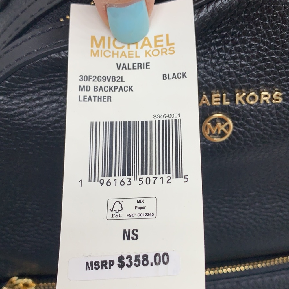 NWT MICHAEL KORS VALERIE MEDIUM PEBBLED LEATHER BACKPACK BLACK COLOUR - Picture 12 of 15